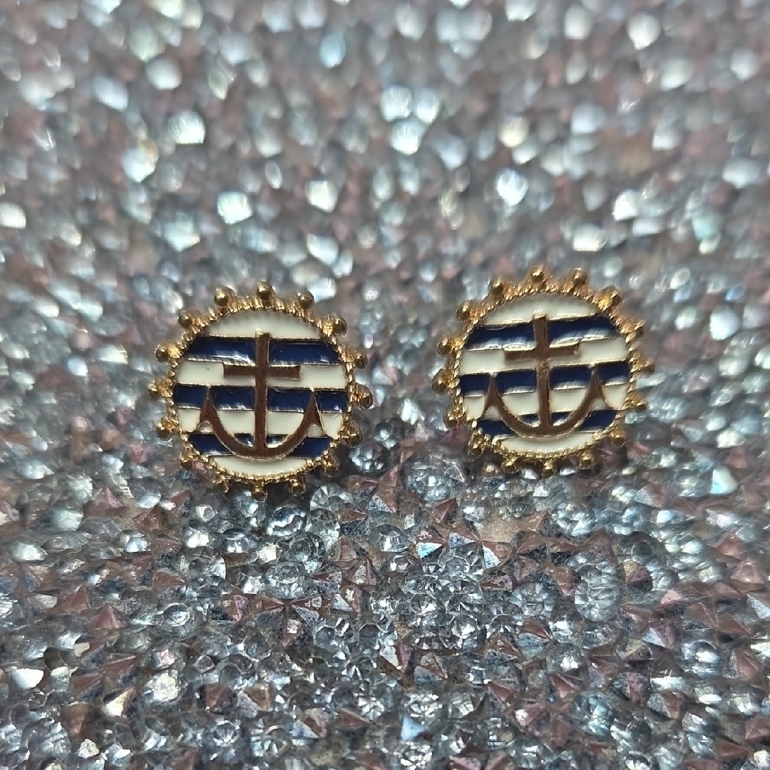 Nautical Gold And Blue Nautical Stud Earrings